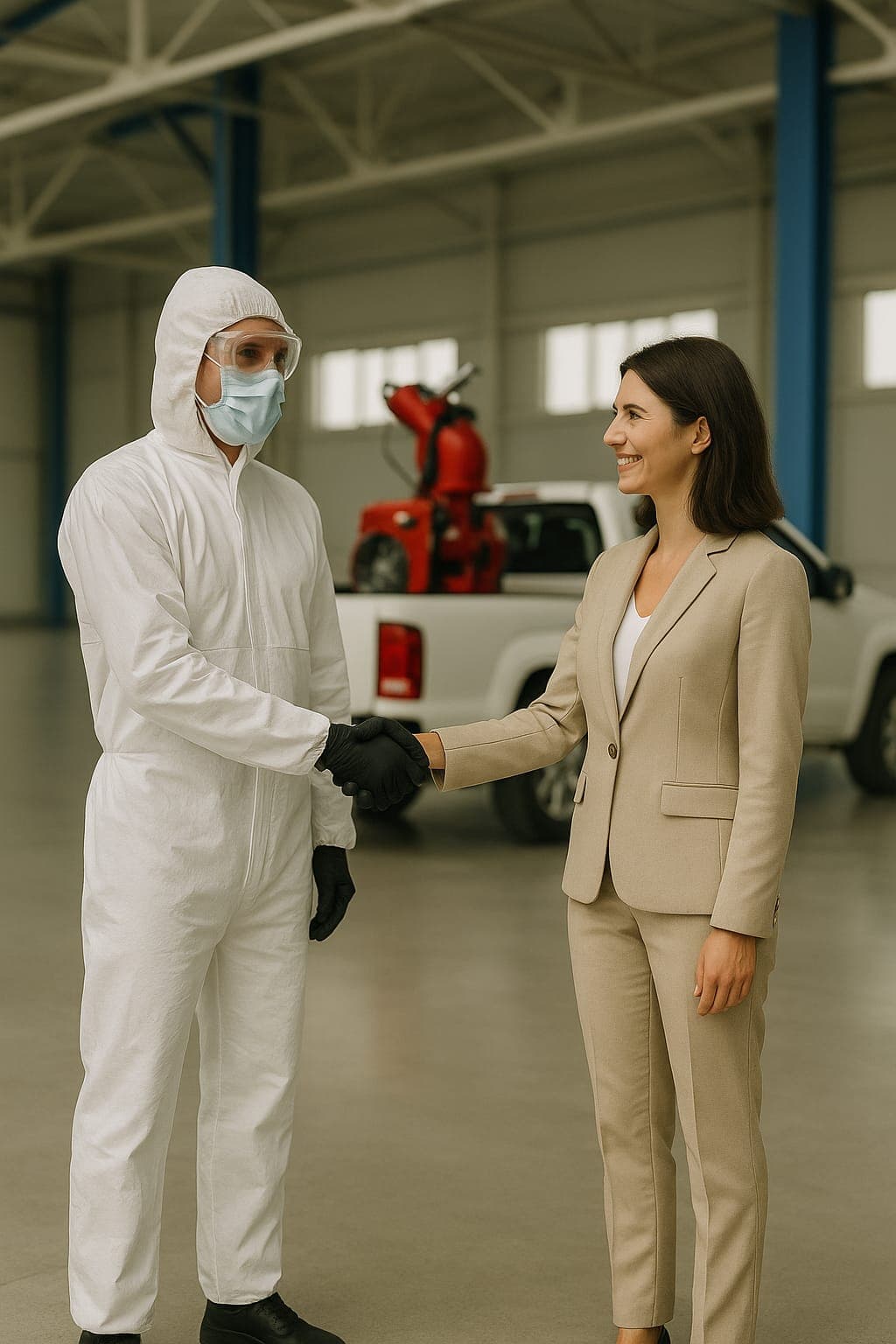 Echipă Orynco efectuând servicii DDD autorizate – deratizare, dezinsecție și dezinfecție profesionale în Oradea, Bihor